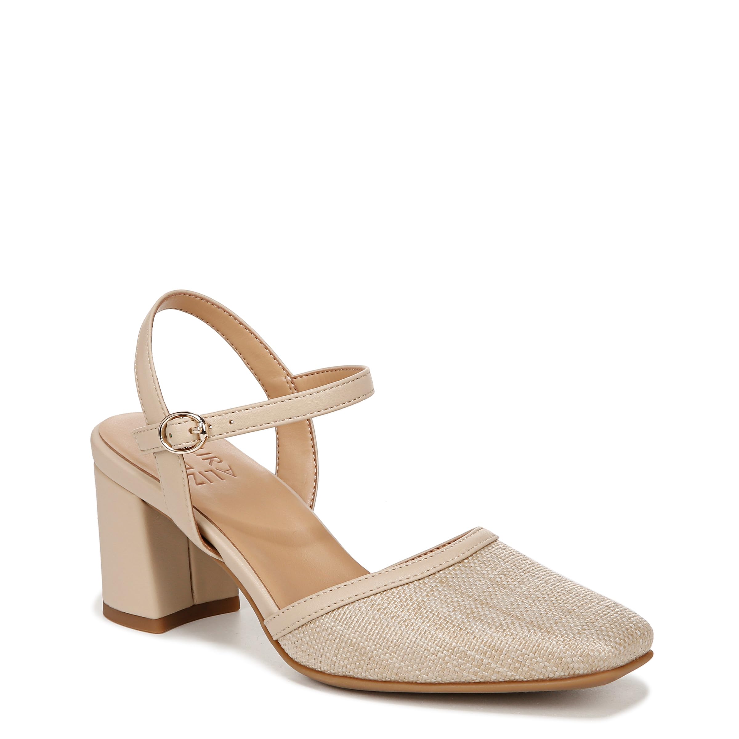 Naturalizer Womens Wave Ankle Strap Closed Toe Dress Heels Tan Straw 9 M