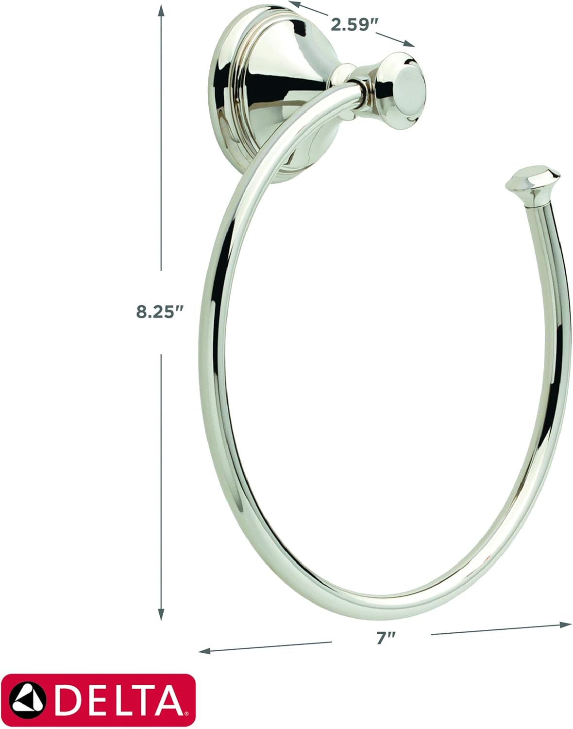 Delta Faucet Bathroom Accessories 79746 Cassidy Hand Towel Ring, Polished Chrome, 2.63 x 7.00 x 2.63 inches - Bathroom Sink Faucets - 