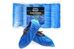 Zfyoung 50 Pack （25 Pairs）Blue Hygiene Boots and Shoe Covers Disposable Non-slip Waterproof Non-slip Durable For Construction, Workplace, Indoor Carpet Floor Protection, One Size Fits Most