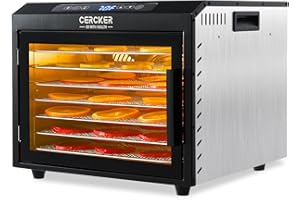 CERCKER Food-Dehydrator Machine 7 Stainless Steel Trays, 6ft² Small Food Dryer, 190ºF,24H Fruits Dehydrator, 800W Meat Dryer for Jerky,Mushroom,Herbs,Veggies,Dog Treats