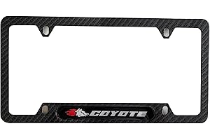 QAMNVCRTY Carbon Fiber License Plate Frame Cover Holder Coyote Truck Car Accessories for Mustang 5.0 Stainless Steel 1PC, CPK22PW