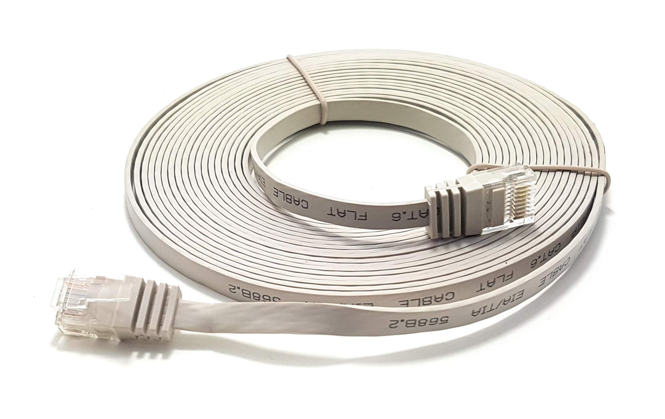 MainCore 5m Beige Flat Cat6 Ethernet RJ45 to RJ45 GIGABIT High Speed Network LAN Patch Moderm Router TV Cable Lead … (5m)