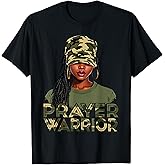 Camo Hat Prayer Warrior God Jesus Christian Black Girl Women T-Shirt