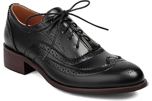 Blano Lofor Lace-up Wingtips Oxford Shoes for Women Cutout Brogues Saddle Shoes