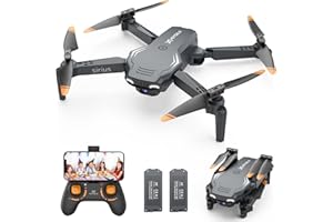 HEYGELO Foldable Drones for Kids Beginners - With 1080P HD Camera, FPV Remote Control Quadcopter, One Key Start/Land, Altitude Hold, 2 Batteries RC Helicopter Toys Gifts for Boys (Raven)