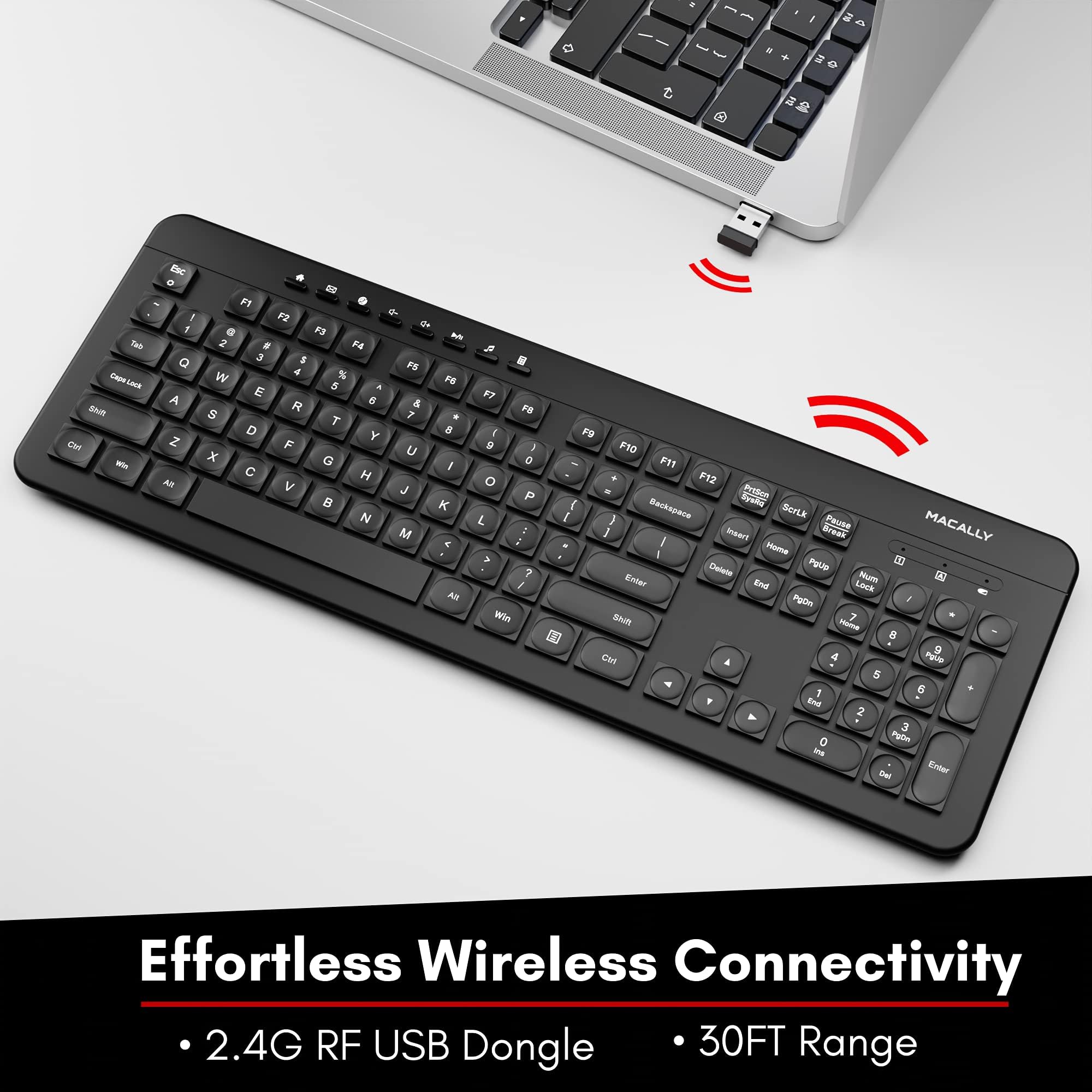 Mua Wireless Keyboard - 2.4G Ergonomic Full Size Keyboard Wireless ...