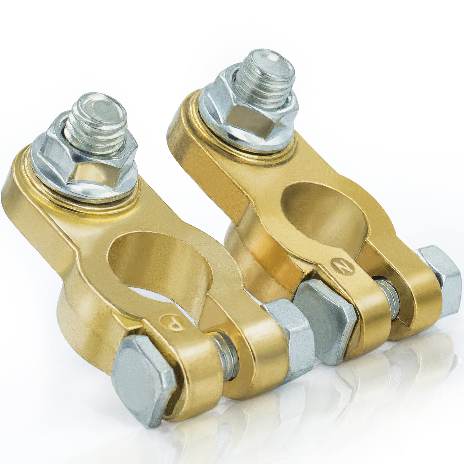 Photo 1 of 1 Pair Battery Terminal Connector, Heavy Duty Cable End Connector Compatible With Car, Van, Truck Marine Boat RV etc, Top Post Battery Terminals End Clamp Set by KeeRoarin