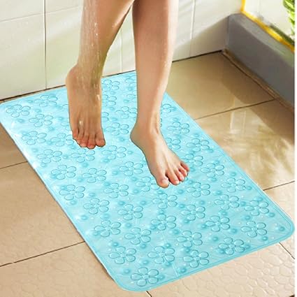 Kuber Industries PVC Non Slip Bathroom Mat - Sky-Blue