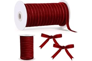 Chuangdi 3/8 Inch, 60 Yard Christmas Burgundy Velvet Ribbon Wide Vintage Velvet Ribbons for Christmas Tree Ornaments Flower Bouquets Baby Shower Wedding Wreath Bow Making DIY Craft Choker