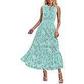 PRETTYGARDEN Womens Summer Dresses 2025 Sleeveless Drawstring V Neck Maxi Dress Flowy Casual Long Dresses with Pockets