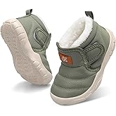 QFH Baby Boys Girls Winter Warm Shoes Cozy Fleece Snow Boots Toddler Non-Slip Walking Shoes Infant Outdoor Water Resistance Faux Fur Booties