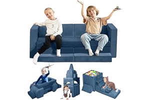 OSYKIU 18PCS Modular Kids Play Couch, Convertible Sectional Sofa for Toddlers, DIY Creative Playroom Furniture, Foam Floor Cushion for Boys and Girls, Building Fort and Lounge Set