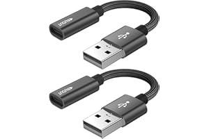 KUXIYAN USB C Female to USB Male Adapter (2-Pack),Type C to USB A Charger Cable Adapter, Compatible with iPhone 16 15 15 Pro Max,iPad 2018,Samsung Galaxy Note 10 S22 S21 S20+ Plus Ultra,Google Pixel 4 3