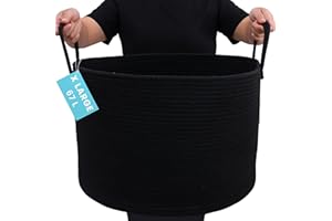 OrganiHaus Large Laundry Basket, Woven Cotton Rope Storage Bin Towels, Blanket Basket, Decorative Hamper for Living Room Deco