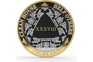 MYRECOVERYSTORE Silver & Gold 1-60 Years (38 Year (XXXVIII)) Alcoholics Anonymous Medallion AA Coin Capsule Included