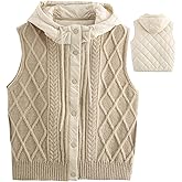 Rwigeboo Hooded Vest Women Warm Quilted Knit Women Sweater Vest with Puffer Back Lightweight Sleeveless Jacket for Winter Cold Weather, Khaki Womens with Hood