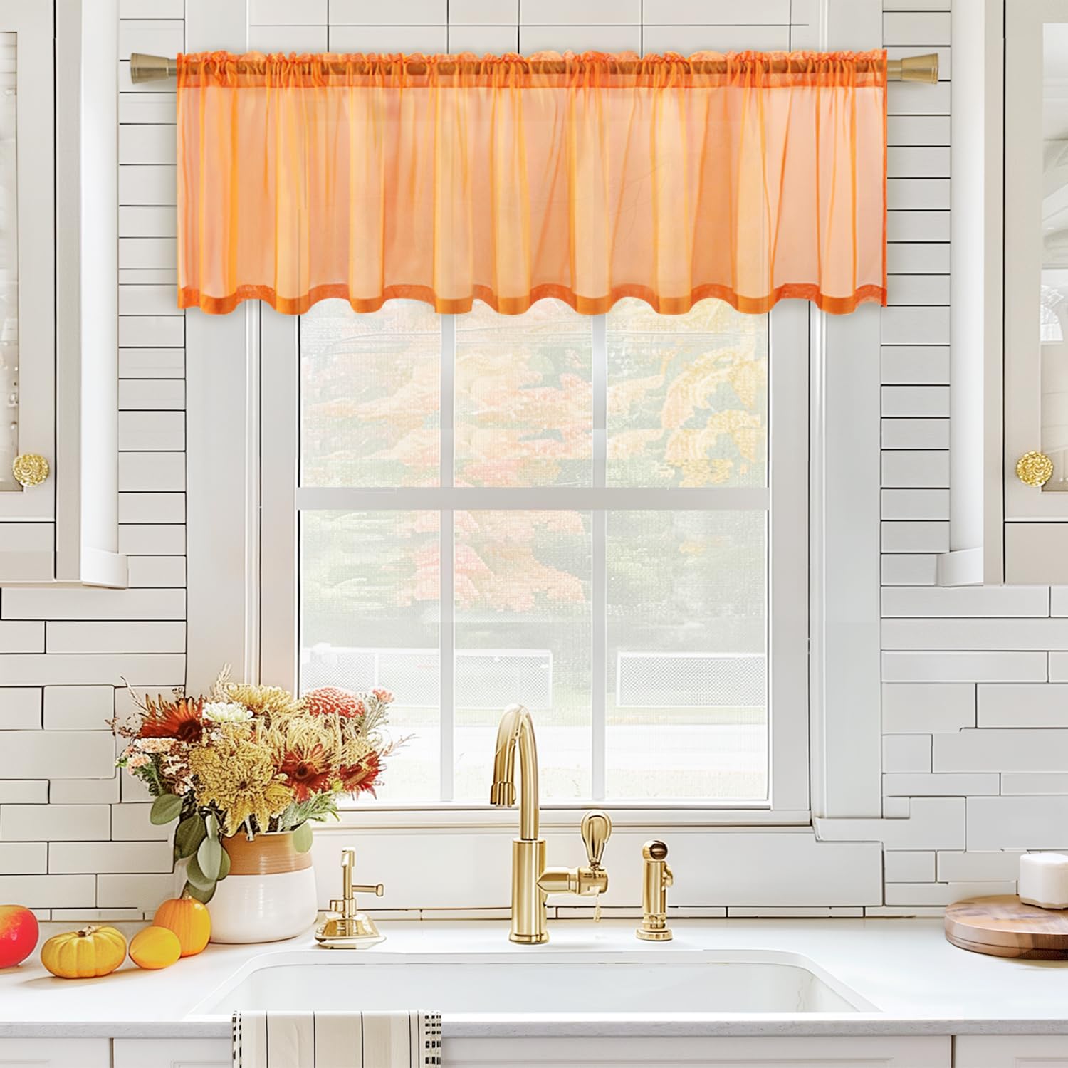 MIULEE Fall Window Valance Half Window Sheer