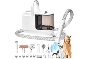 Bunfly Dog Grooming Kit & Dog Hair Vacuum, 3.5L Capacity Pet Grooming Vacuum with 13000kpa Strong Suction 99% Pet Hair,17 Tools Shedding Pet Hair, Home Cleaning -White