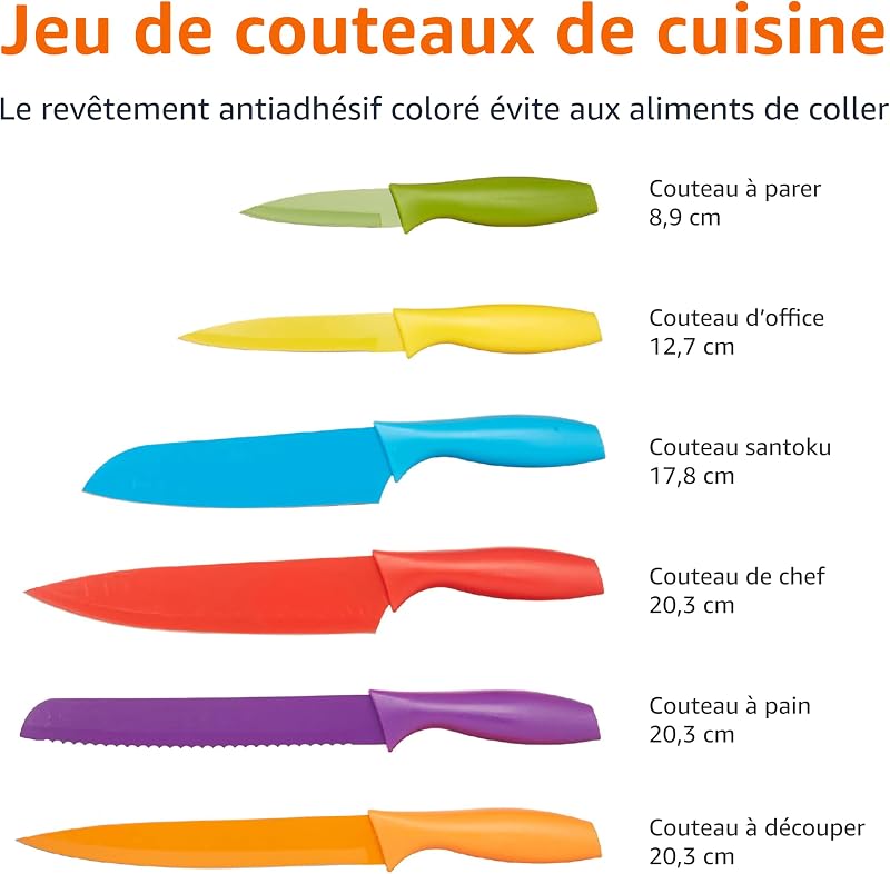 Lot de Couteaux colorés 12 pièces, Multicolore — photo 6 sur 7