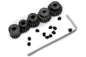 HOPLEX 48P Pinion Gear Set Hardened Metal 15T 17T 19T 21T 23T with Screwdriver for 3.175mm Shaft 1/10 RC Brushless Brush Motor