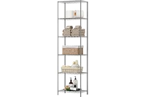 HOMEFORT 6-Tier Wire Shelving, 6 Shelves Unit Metal Storage Rack, Durable Organizer, Perfect for Pantry Closet Kitchen Laundry Organization(Grey)