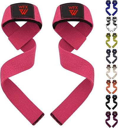 WFX Weight Lifting Straps Wrist Support Padded Neoprene Pink