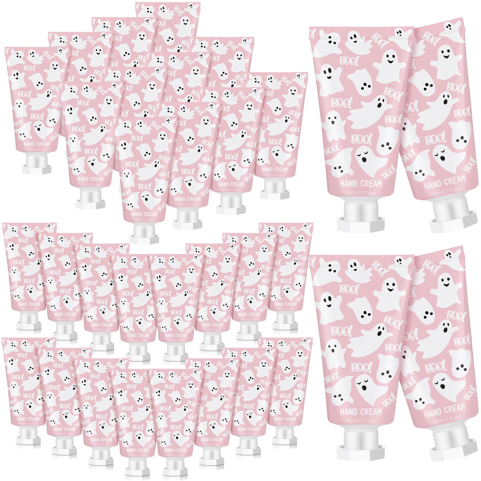 Photo 1 of Heigble 48 Sets Pink Ghost Boo Hand Cream Gifts Bulk Halloween Hand Cream Travel Lotion Size Baby Shower Party Gifts Favors Pink Ghost Halloween Birthday Party Supplies for Guest