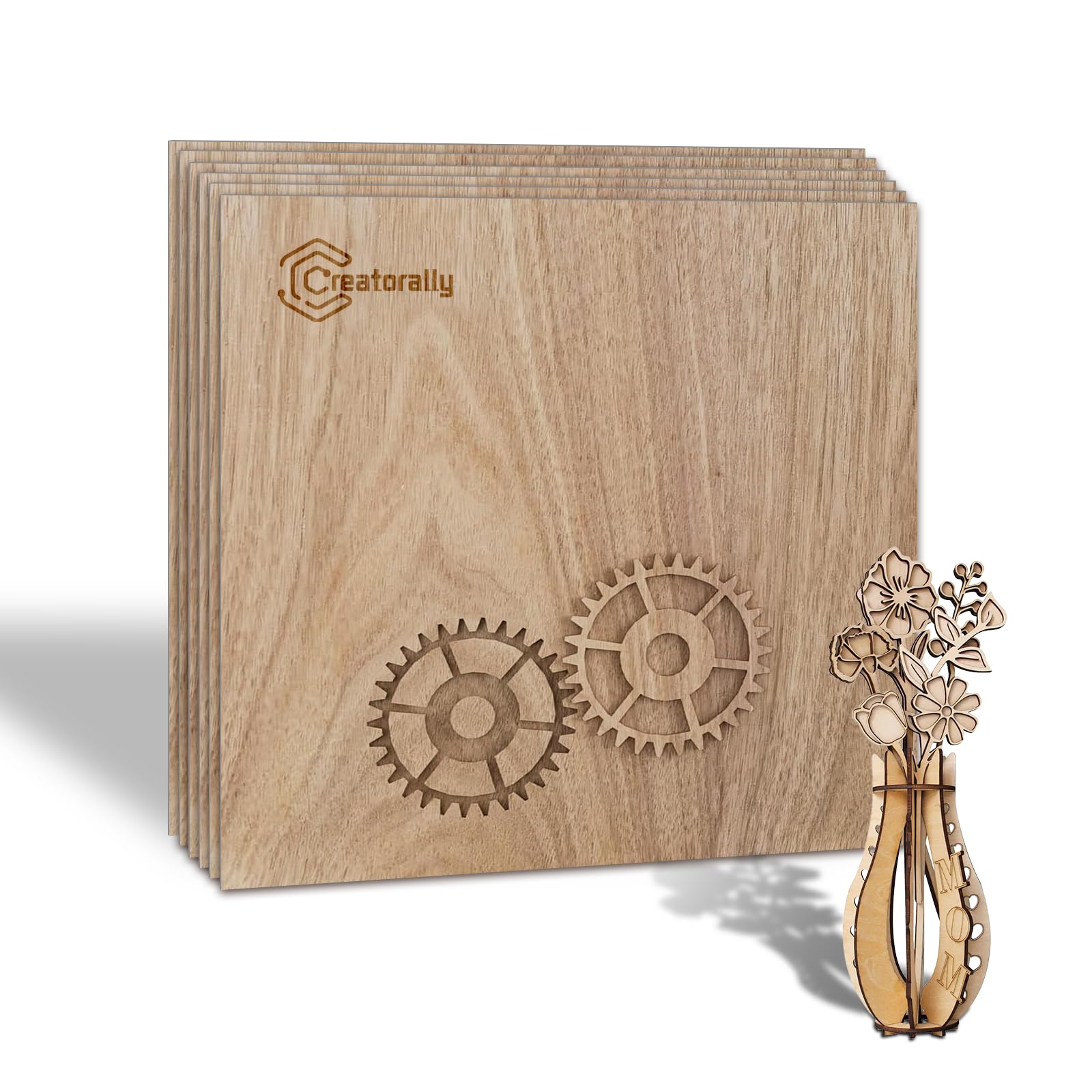 Creatorally 3mm Plywood Sheets, Black Walnut Wood Veneer Sheet for Laser Engraving Machine, 30x30 cm 6Pcs Craft Board for Cutting Art Unfinished Ply Materials Planks