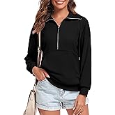 FKEEP Half Zip Sweatshirt Women Quarter Zip Pullover Tops Casual Drawstring Long Sleeve Blouse Shirts Fall Clothes