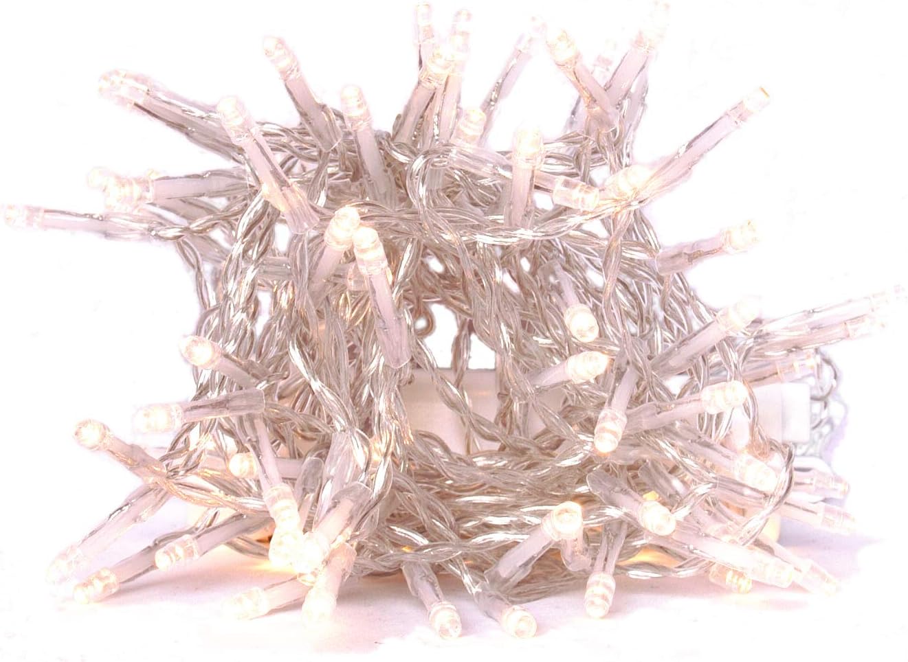 LED Christmas Lights Warm White Green Wire 100 LEDs by Qbis