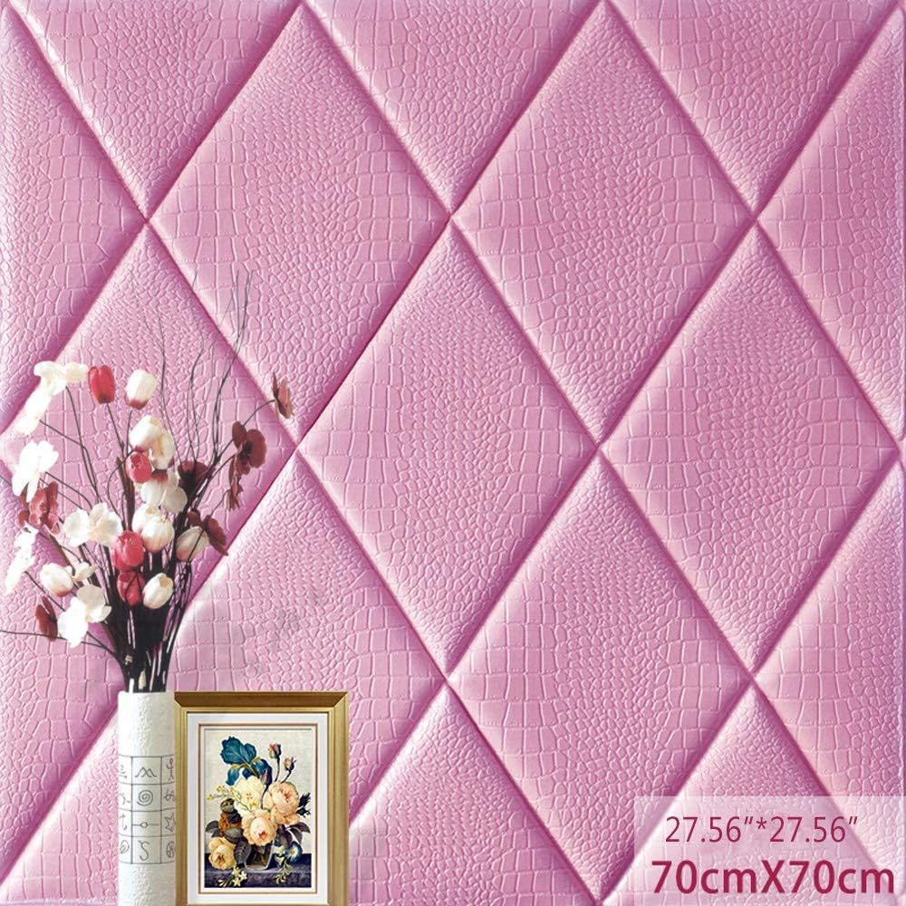 3D Wall Panel Crocodile Print PE Foam Self-Adhesive,Thickened Peel and Stick Tile backsplash Sound-Proof and Water-Proof (5, Purple)