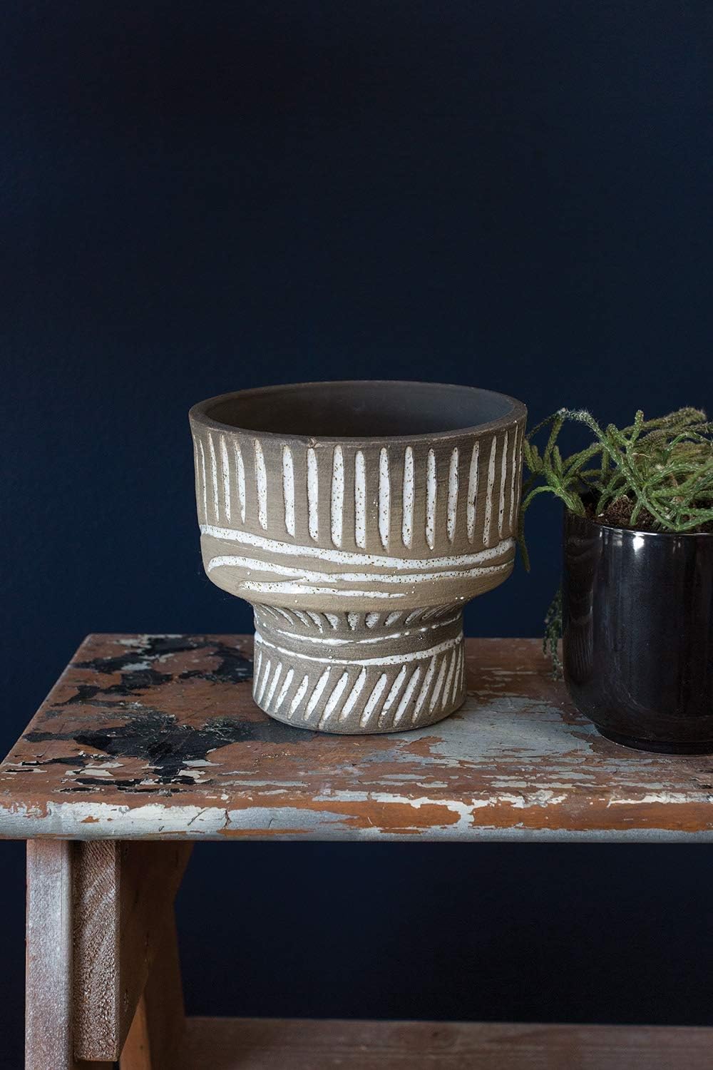 Amazon Com Carmine Ceramic Compote For Plant And Flowers 98541 Modern Terracotta Compote Decor For Home Or Office L Indoor And Outdoor Planter For Any Event Decorations 6 25 X5 75 Kitchen Dining