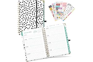 2024 Planner 5.5"X8.5" Weekly and Monthly Planner Spiral Bound Jan. 2024 - Dec. 2024 with Monthly Tabs Stickers Julian Dates for School Office - Dots EYROZILL