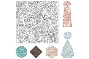CHGCRAFT Clay Texture Mat Retro Floral Clay Texture Sheets Silicone Polymer Stamp Sheet Modeling Pattern Pad for Polymer Pattern Making Earrings Jewelry 5.5x5.5inch