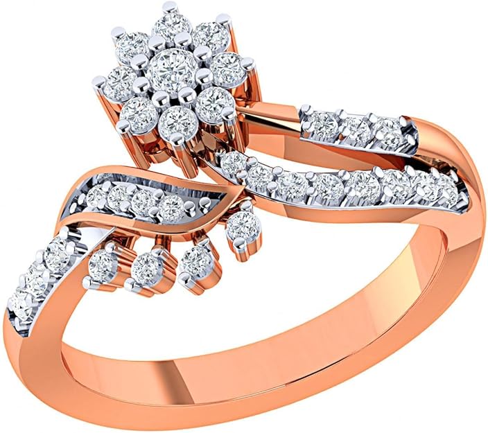Diamond Ring for Women's (0.387 Ct, 9K/I1 Clarity, GHColour) Amazon