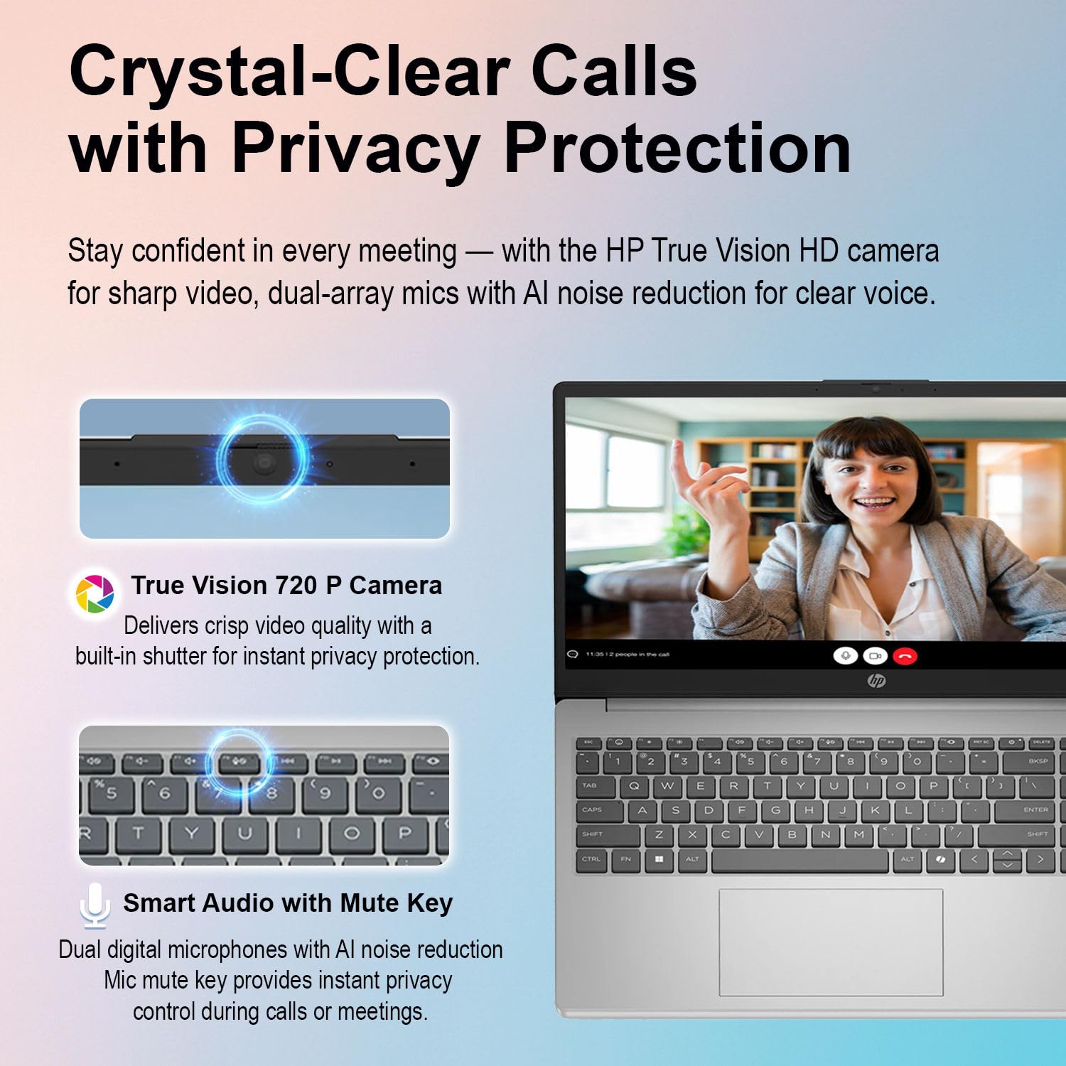 Portátil HP Pavilion de 15,6" | Procesador Intel Core i3 de 13.ª generación | 16 GB de RAM DDR4 | 640 GB de almacenamiento (SSD PCIe de 128 GB + 512 GB externo) | Windows 11 mejorado con IA | Cámara web de privacidad | Batería de hasta 11,5 horas