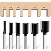 Feanron Double Fluted Straight Cut Router Bit Set 1/4 Shank, 6 Pcs Carbide Tipped Plunge Router Drill Bit, Woodworking Tools Milling Cutter for Grooving, Cut Dia in 3/4", 5/8", 1/2", 3/8", 5/16", 1/4"