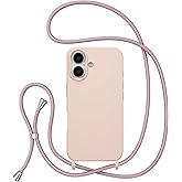 ZTOFERA for iPhone 16 Case with Strap,Crossbody Phone Case with Adjustable Neck Shoulder Lanyard,Soft Silicone Shockproof Protective Phone Cover for iPhone 16 6.1 inch-Pink