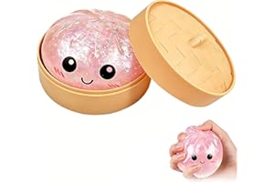 2026 New Pink Glitter Dumpling Squishy, Slow Rising Stress Relief Fidget for Adults, Soft Sensory Squeeze for Anxiety Relief,