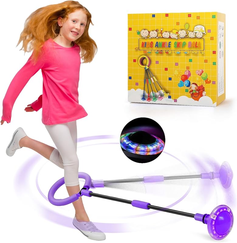 Anneau de Saut d'obstacle Clignotant pour Enfants - Ballon de Saut Pliable - avec Roue Lumineuse - Ballon de Clignotant - pour Filles de 6, 7, 8, 9 et 10 Ans(Violet) — photo 1 sur 7