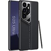 Wibrthz Leather Case for Samsung Galaxy S25 Ultra, Slim Business Sports Car Design Leather Cover,Luxury Shockproof Non-Slip Grip Full Body Protective Cover for Samsung Galaxy S25 Ultra (Black)