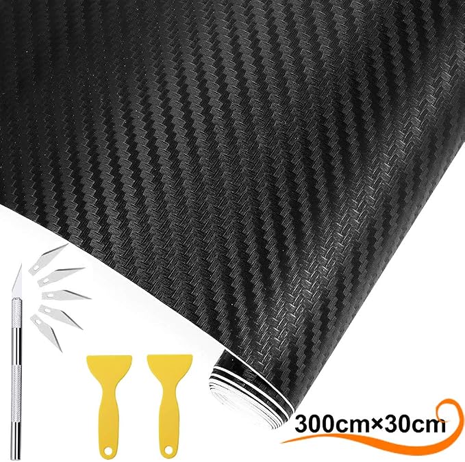 Film Carbone Brillant Autocollant - 150 X 30 Cm - Pour Customiser Voiture, Moto, Vélo - Protection Et Style - 4