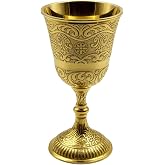 US HANDICRAFTS Royal Wine Cup Medieval Goblet Vintage Chalice 6" - 1x Handmade Brass Drinkware for Royal Wedding Anniversary -Christmas -Gifts 7oz -King/Queen Arthur Renaissance Ceremonial Wine Glass