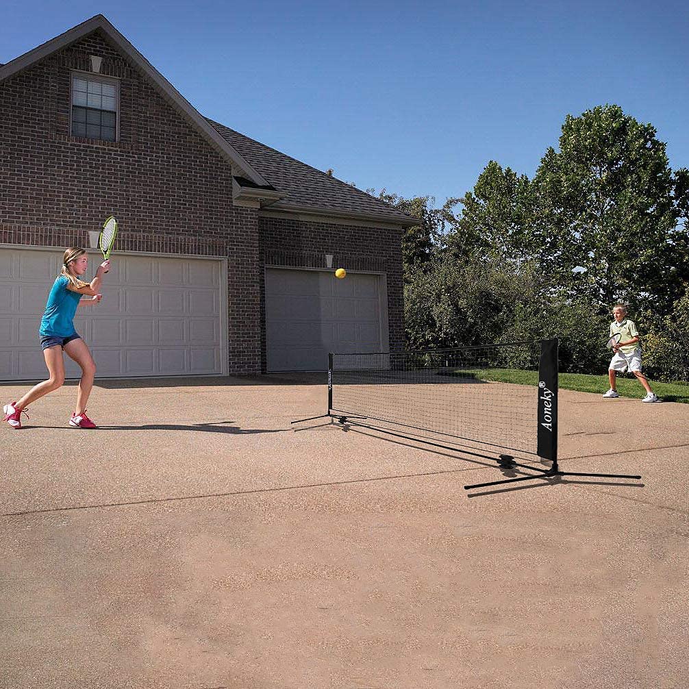 Aoneky Mini Portable Tennis Net for Driveway - Kids Soccer Tennis Net - Pickleball Net