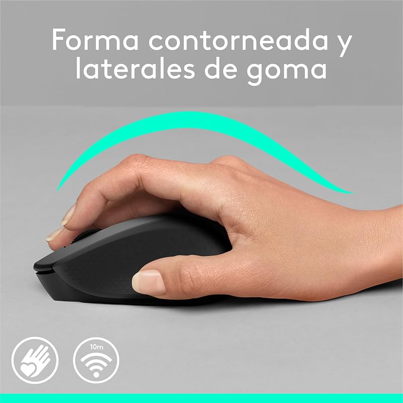 Logitech M280 Wireless Mouse, 2,4 GHz com Nano USB Receiver, Optical Tracking 1000 DPI, 3 botões, bateria de 18 meses, PC / Mac / Laptop - Preto