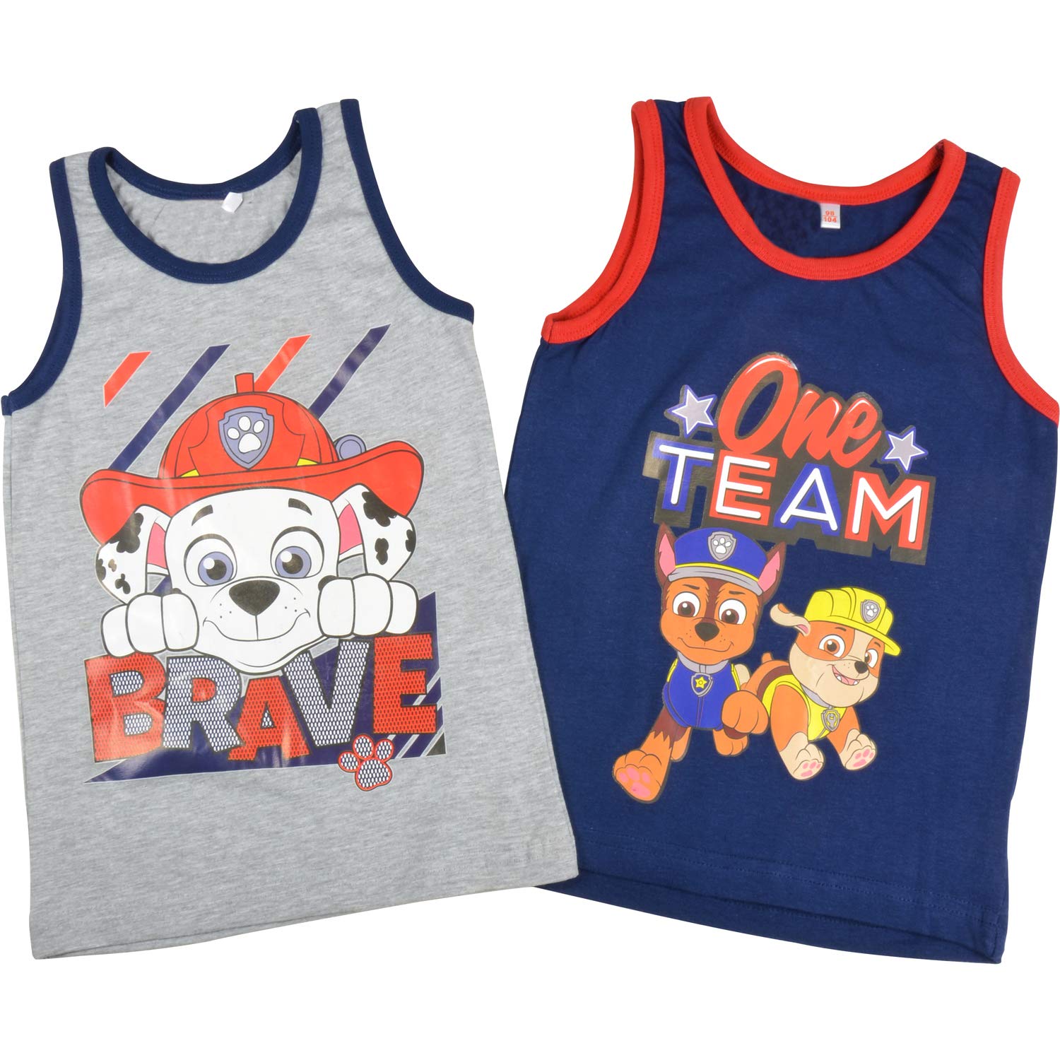 Paw Patrol Kinder Jungen Hemdchen, 2er Pack, Navy/grau (122/128)