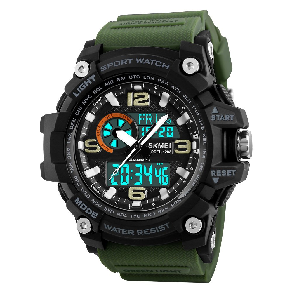 SKMEI Men's Digital Sports Watch, 50Ｍ Waterproof Military Watches LED Screen Large Face Stopwatch Alarm Wristwatch