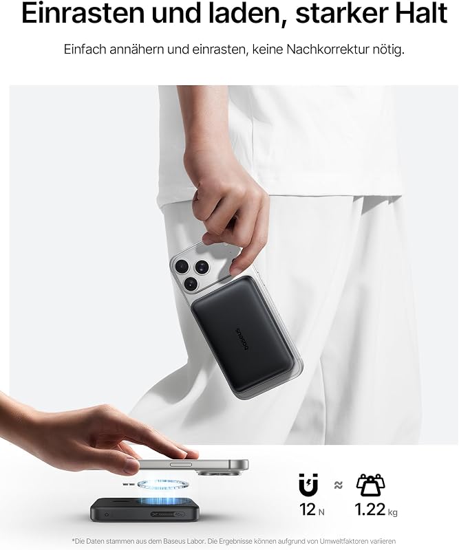 EnerFill FM21 Qi2.2 25W Wireless Magsafe Powerbank,10000mAh Power Bank Magnetische, PD USB C 45W Schnellladung, Dünne Externer Akku Magnetic für iPhone 18/17/16/15/14/13/12 Pro Max