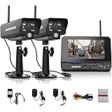 Annke Digital Wireless 4CH CCTV DVR Day Night Security Camera Surveillance System with 7" TFT LCD DVR Monitors (2 digital Cameras Kit)