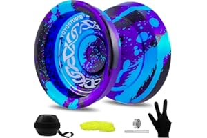 YOYOSTUDIO F25 Finger Spin Yoyo Professional Responsive Yoyo for Kids 8-12 and Beginner, Unresponsive Yoyos for Adults with Yoyos Accessory Kit, 10 Yo-Yo Strings, Case & Glove - Black Blue Purple